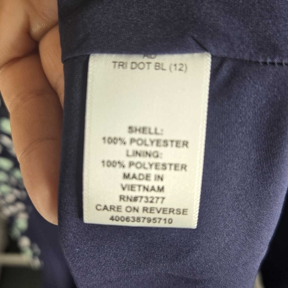 Elle Womens Polka Dot Sleeveless Dress With Bow Belt Blue/White Size 12 - Picture 9 of 13
